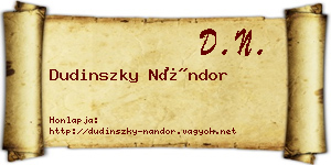Dudinszky Nándor névjegykártya